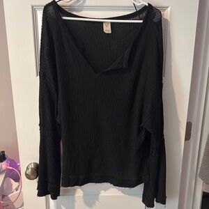 Black Oversized Long Sleeve Blouse